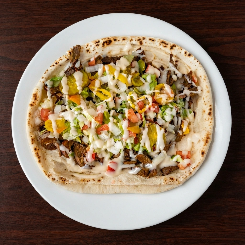 DJ's Special Donair with halal beef donair meat, fresh veggies and sweet sauce in Ellerslie, Edmonton